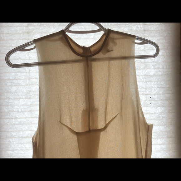 Ankle Length Cream Sheer Cover Up With Front Slit - Picture 2 of 4